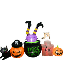 Long Trick or Treat with Witches Legs Halloween Lawn Inflatable 2.4m