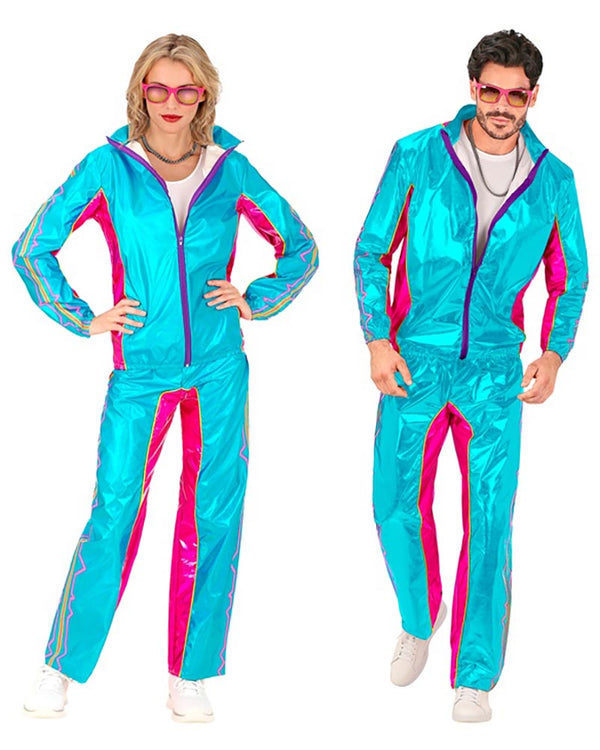 90s Blue Electronic Dance Music Adult Tracksuit