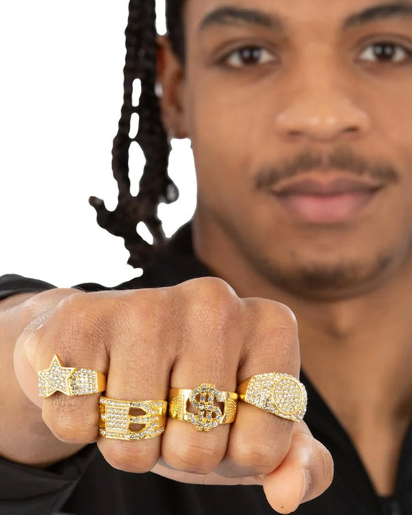 90s Gold and Diamond Bling Rings