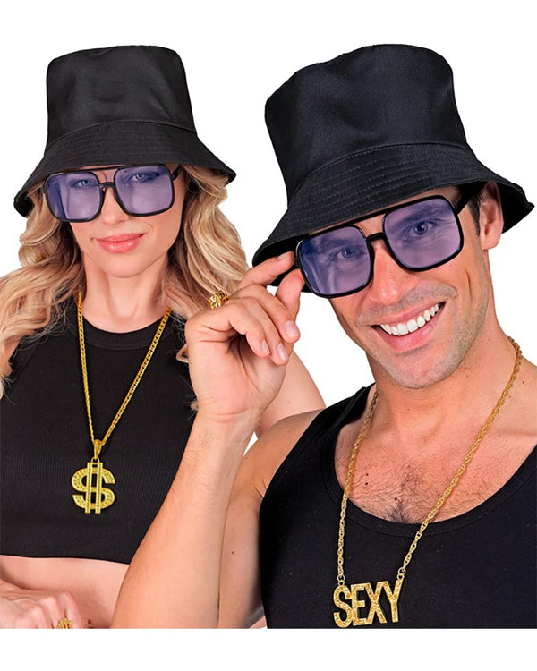 90s Hip Hop Glasses with Azure Lenses