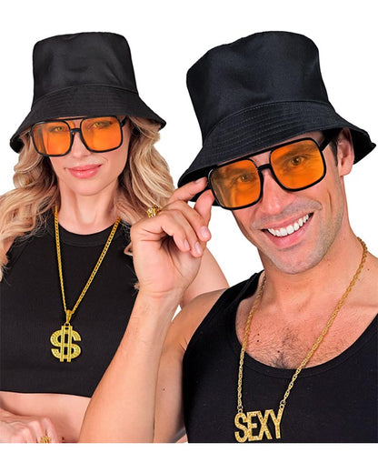 90s Hip Hop Glasses with Orange Lenses