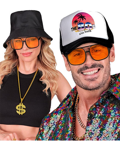 90s Hip Hop Glasses with Orange Lenses