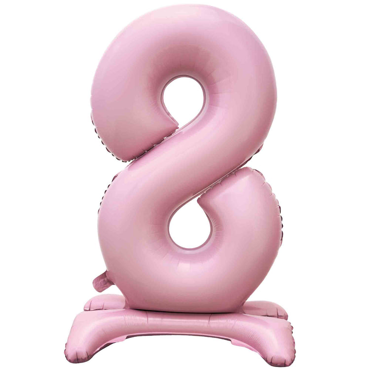 Large Number 8 Standing Pastel Pink Foil Balloon