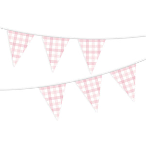 Gingham Paper Bunting Pastel Pink
