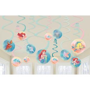 The Little Mermaid Spiral Swirls Hanging Decorations Pack of 12