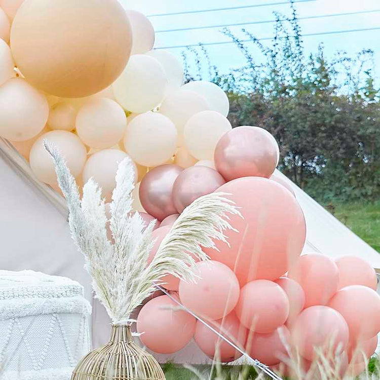 Balloon Arch Large Rose Gold Chrome & Nude Pack of 200