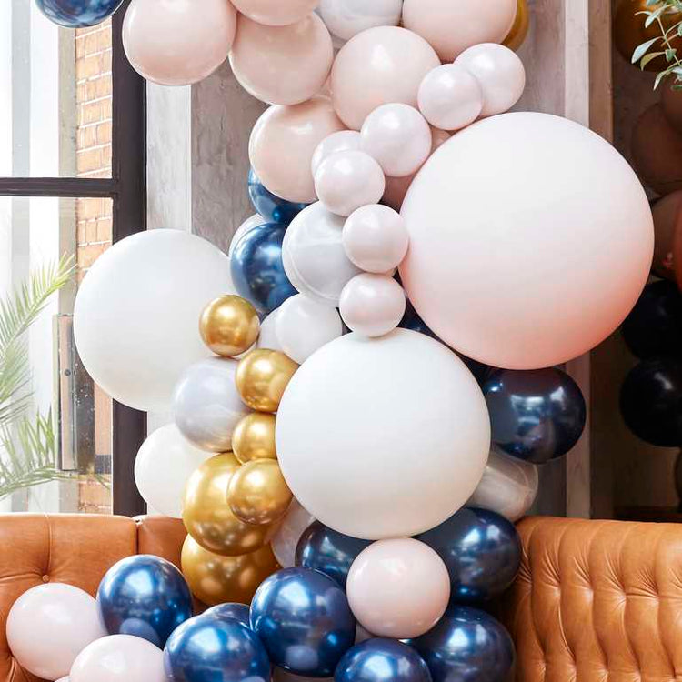 Balloon Arch Large Marble Grey & Gold Chrome Pack of 200