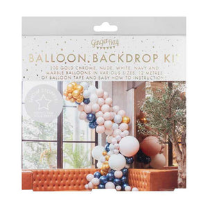 Balloon Arch Large Marble Grey & Gold Chrome Pack of 200