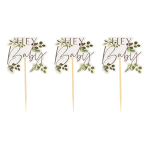 Botanical Baby Hey Baby Botanical Cupcake Toppers Pack of 12
