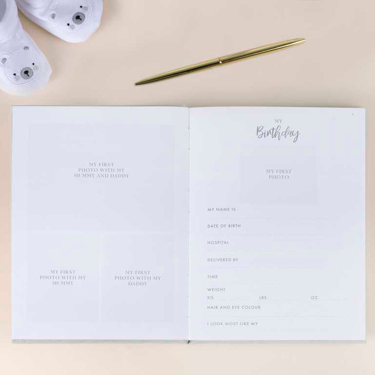 Baby in Bloom Guest Book Grey Suede My Baby Journal Foiled