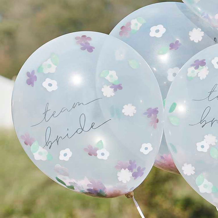 Boho Bride Balloons Flower Confetti Filled 30cm Team Bride Pack of 5