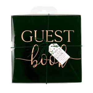 Botanical Wedding Green Velvet Bronze Foiled Guest Book