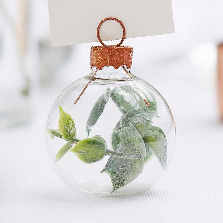 Botanical Wedding Eucalyptus Bauble Place Card Holder With White Place Cards Pack of 6