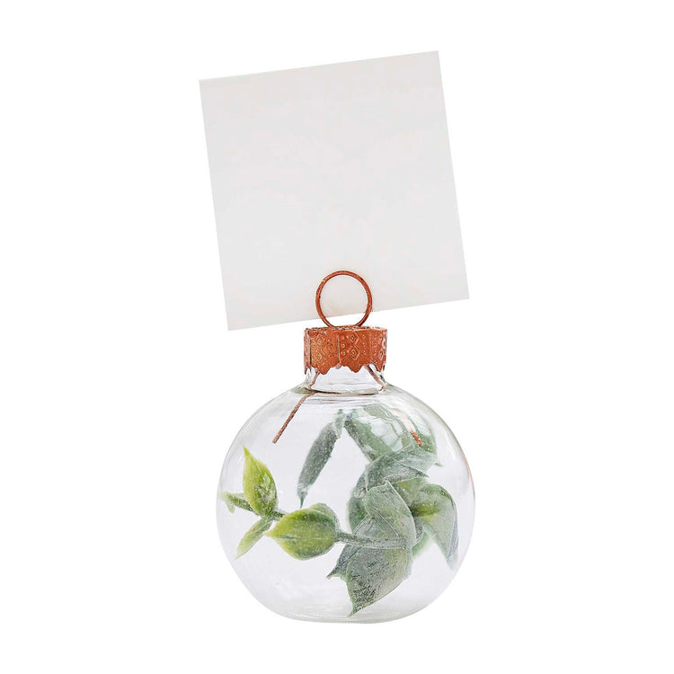 Botanical Wedding Eucalyptus Bauble Place Card Holder With White Place Cards Pack of 6