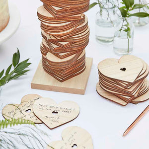 Botanical Wedding Guest Book Wooden Stacking Heart