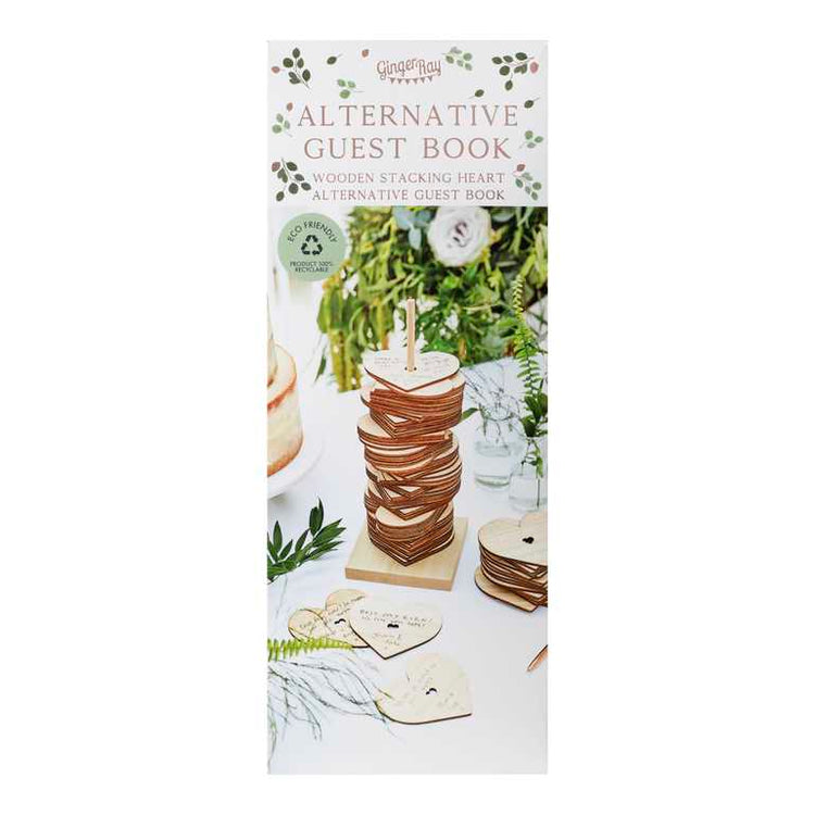 Botanical Wedding Guest Book Wooden Stacking Heart