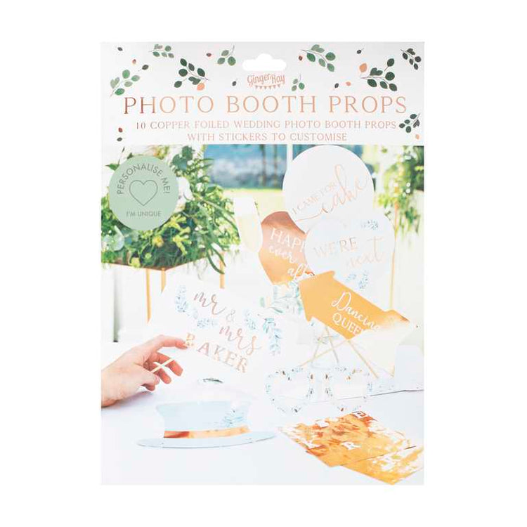 Botanical Wedding Photo Booth Props Botanic & Bronze Wedding Pack of 10