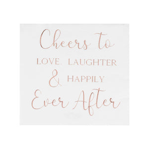 Botanical Wedding Foiled Cheers To Love Laughter & Happily Ever After Napkins Pack of 16