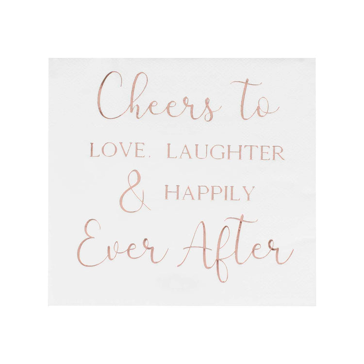 Botanical Wedding Foiled Cheers To Love Laughter & Happily Ever After Napkins Pack of 16