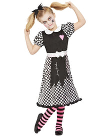 Checkered Broken Doll Girls Halloween Costume