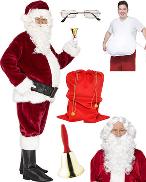 Christmas Complete Professional Santa Suit and Accessory Bundle