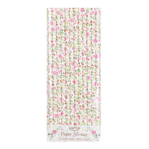 Ditsy Floral Straws Floral Pack of 25