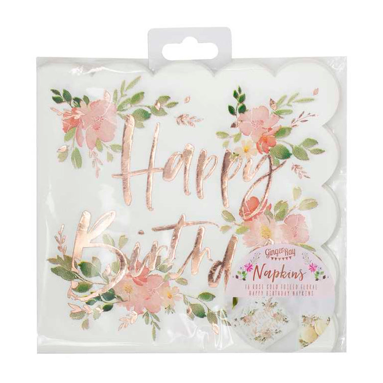 Ditsy Floral Happy Birthday Napkins Pack of 16