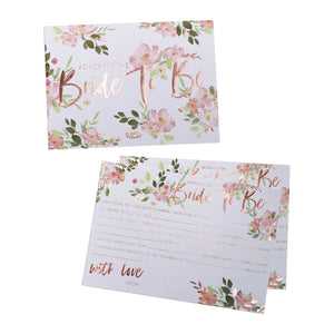 Floral Hen Party Bride To Be Advice Cards Pack of 10