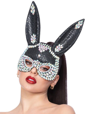 Fever Black Jewel Sequin Rabbit Mask