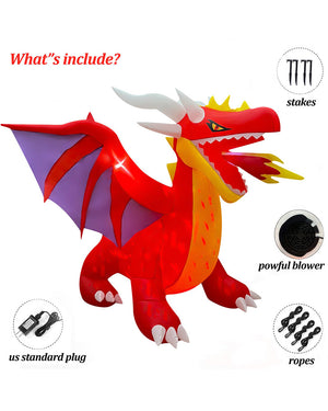 Fire Breathing Dragon with LED Lights Inflatable 1.8m