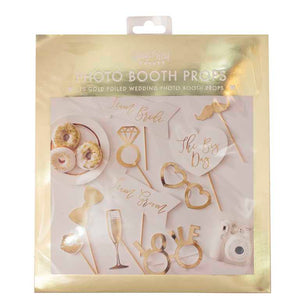 Gold Wedding Photo Booth Props Pack of 10