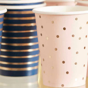 Gender Reveal Gold Foiled Pink And Navy Mixed Cups Pack of 8