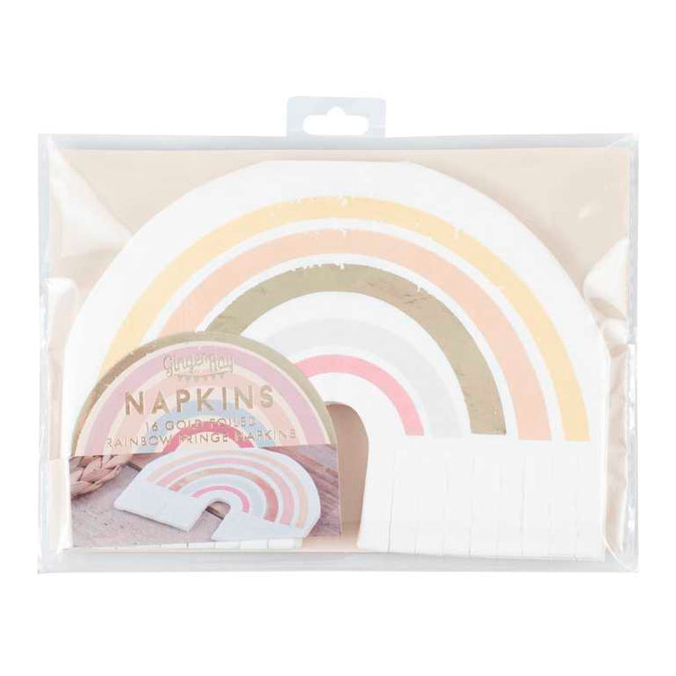 Happy Everything Napkins Rainbow Fringe Gold Foiled Pack of 16