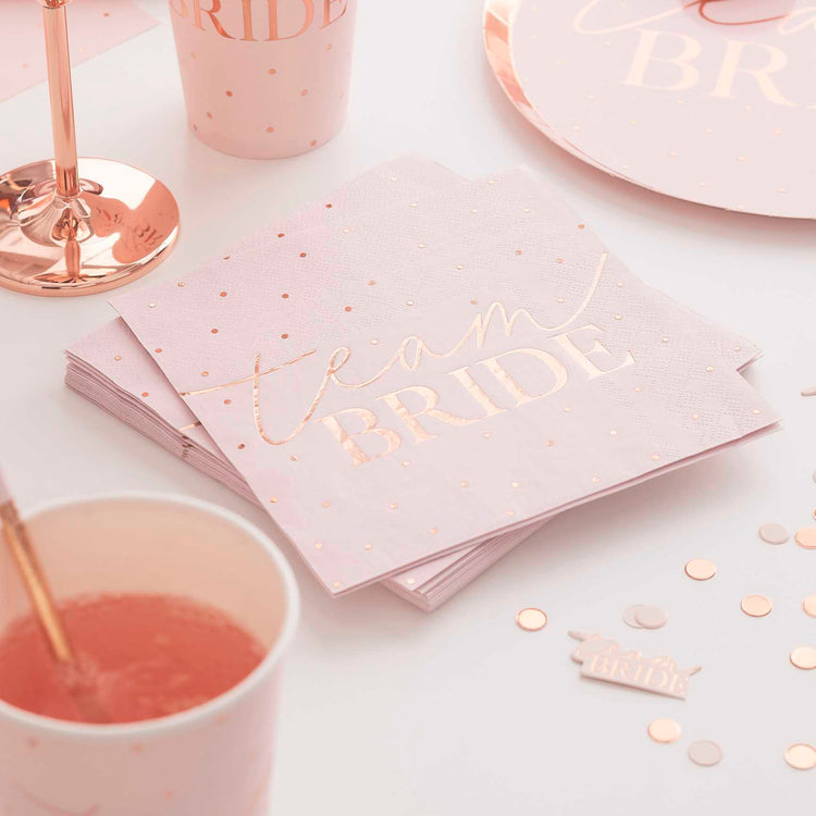 Hen Party Rose Gold Foiled Pink Napkins Pack of 16