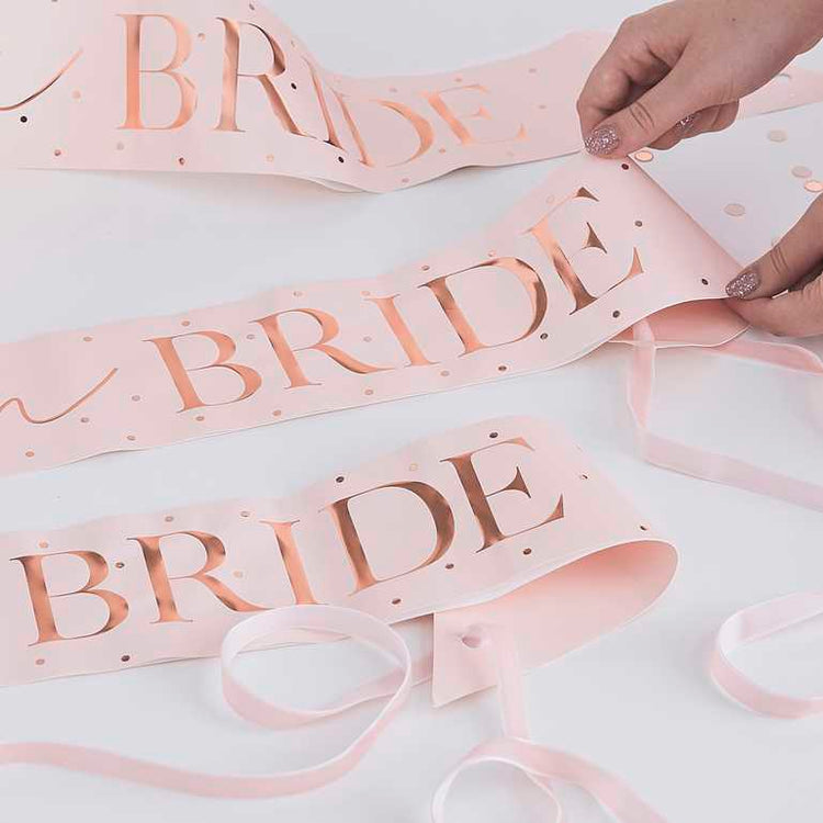 Hen Party Rose Gold Team Bride Sashes Pack of 6