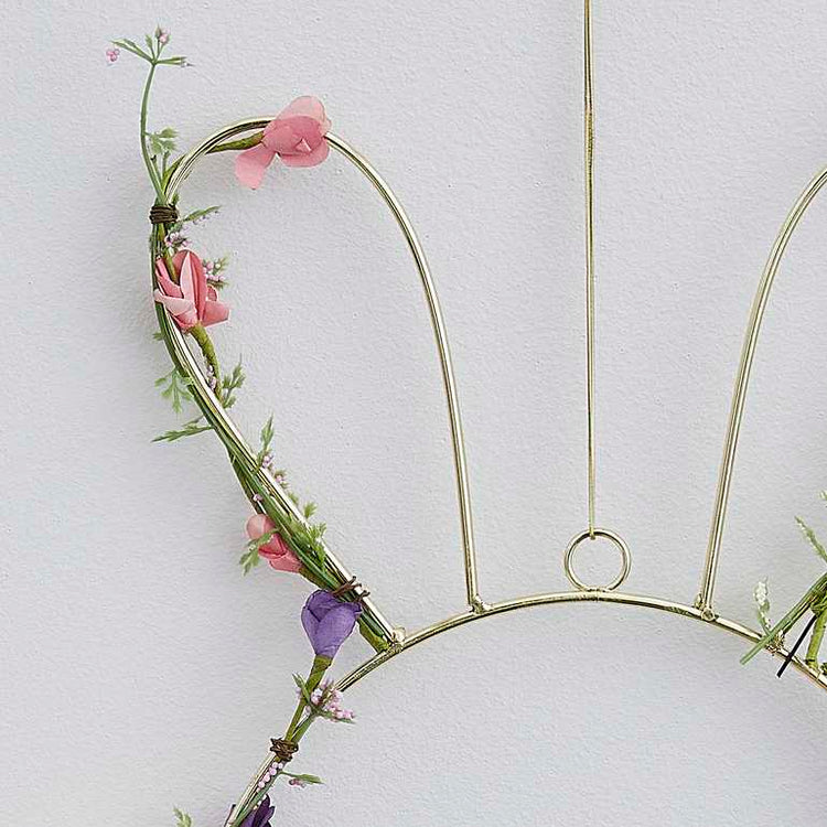 Hop This Way Contemporary Easter Bunny Wreath with Foliage