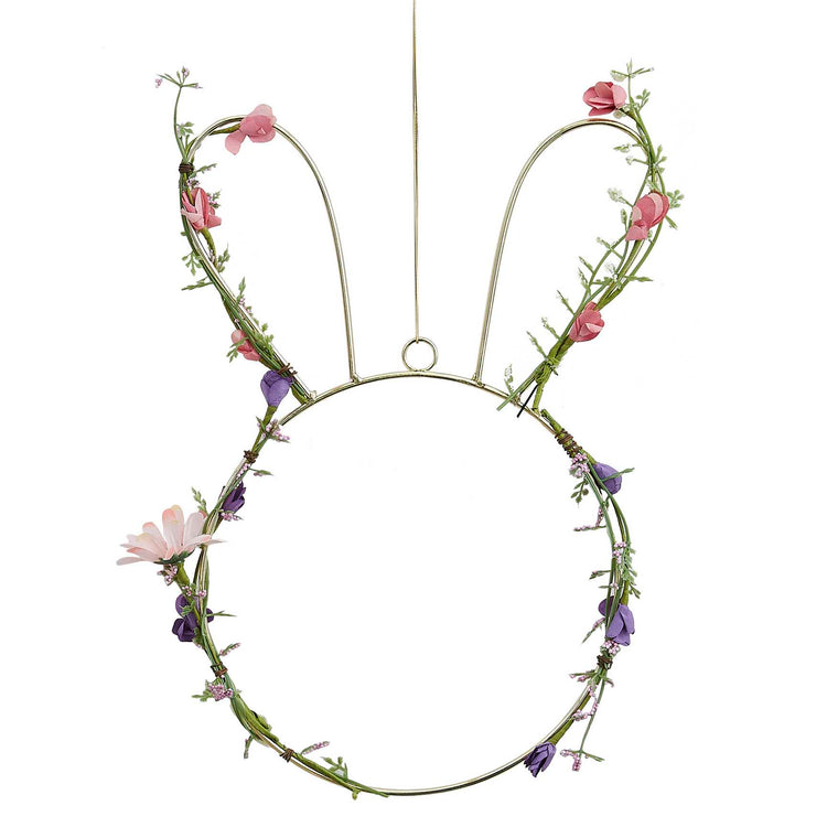 Hop This Way Contemporary Easter Bunny Wreath with Foliage