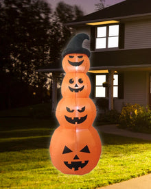 Pumpkin Stacked with Witches Hat Lawn Halloween Inflatable 2.4m
