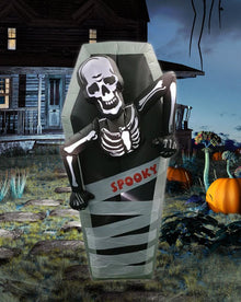 Tall Skeleton in Coffin Lawn Halloween Inflatable 1.5m