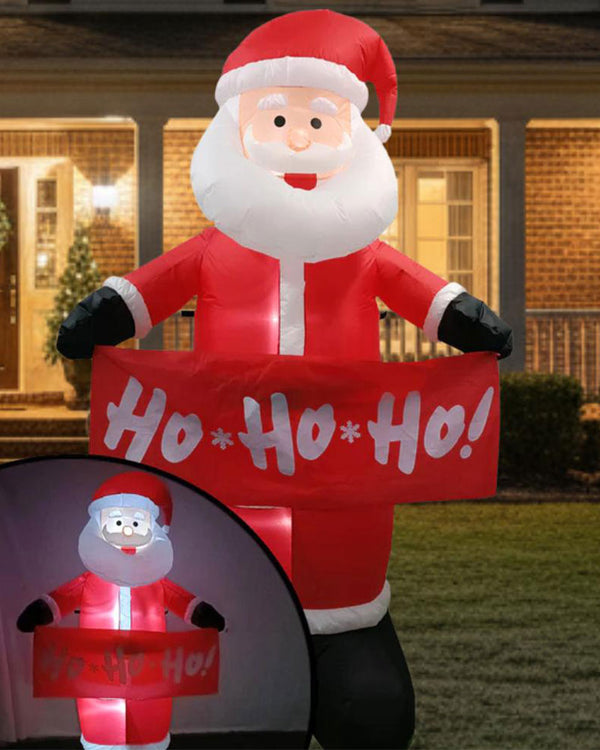 LED Santa With HoHoHo Sign Christmas Lawn Inflatable 2.1m