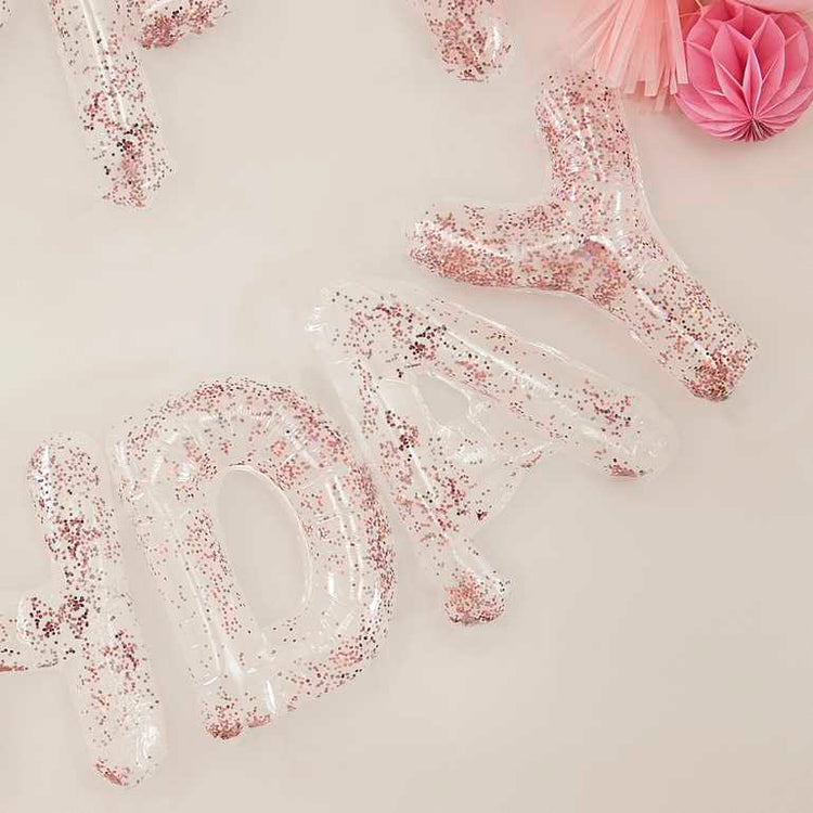 Mix It Up Clear Foil Letter Confetti Filled Happy Birthday Balloons 4m