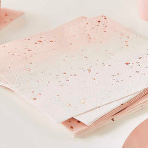 Mix It Up Ombre Rose Gold Foiled Napkins Pack of 16