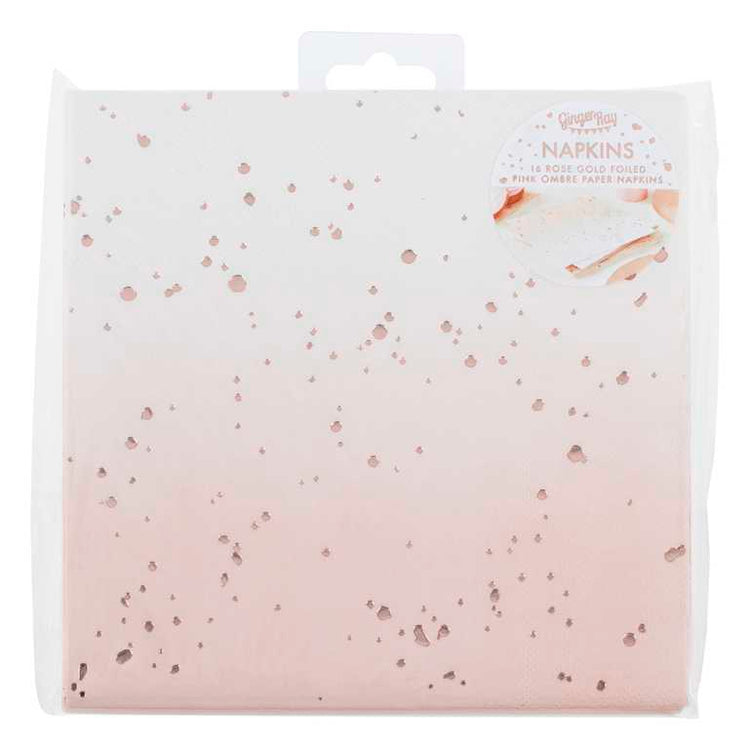 Mix It Up Ombre Rose Gold Foiled Napkins Pack of 16