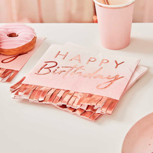 Mix It Up Rose Gold Foiled Ombre Fringe Napkins Pack of 16