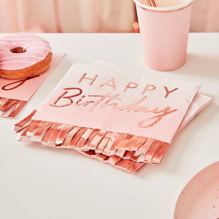 Mix It Up Rose Gold Foiled Ombre Fringe Napkins Pack of 16