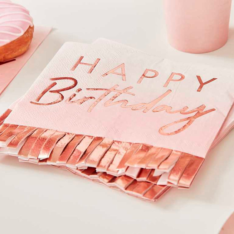 Mix It Up Rose Gold Foiled Ombre Fringe Napkins Pack of 16