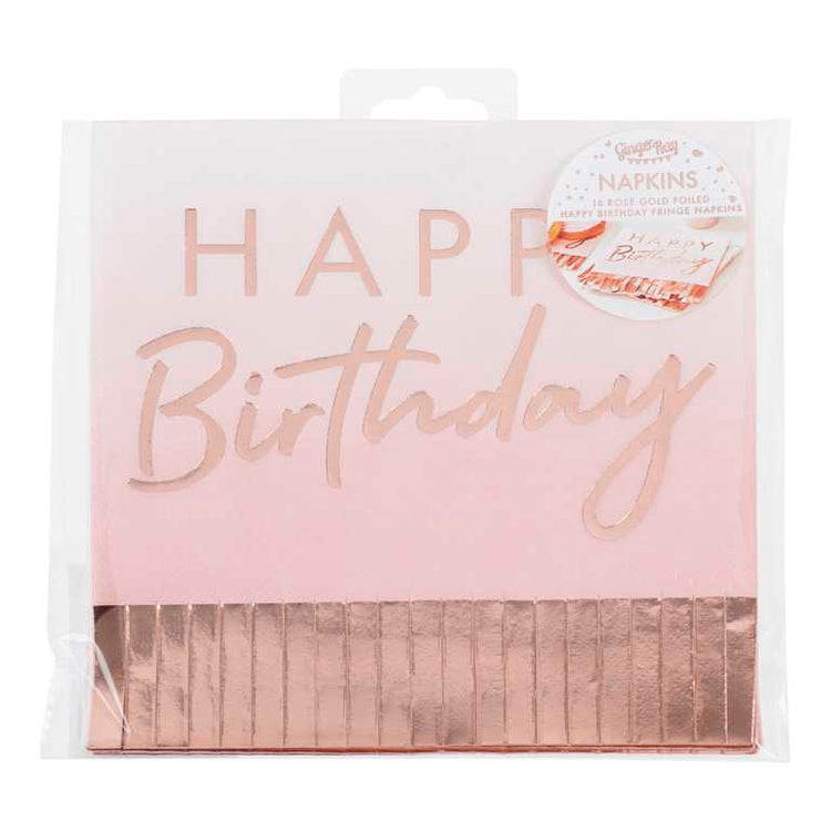 Mix It Up Rose Gold Foiled Ombre Fringe Napkins Pack of 16