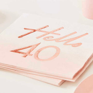 Mix It Up Rose Gold Foiled Watercolour Napkins Hello 40 Pack of 16
