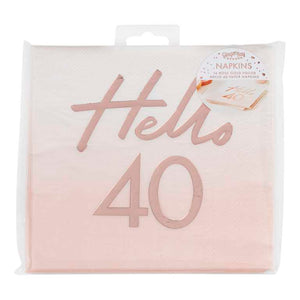 Mix It Up Rose Gold Foiled Watercolour Napkins Hello 40 Pack of 16