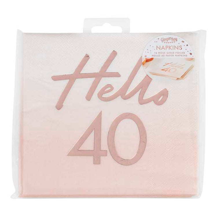 Mix It Up Rose Gold Foiled Watercolour Napkins Hello 40 Pack of 16
